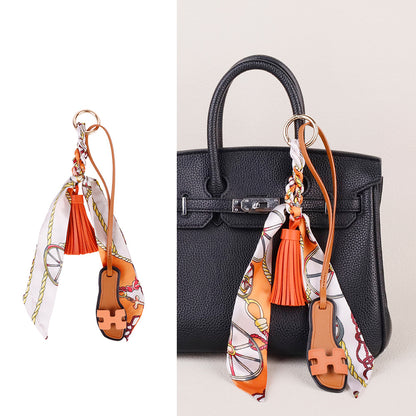 Scarf tassel keychain for handbag or backpack