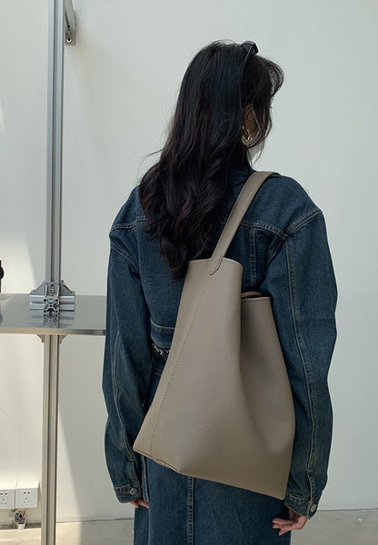 Everyday bucket handbag with matching pouch