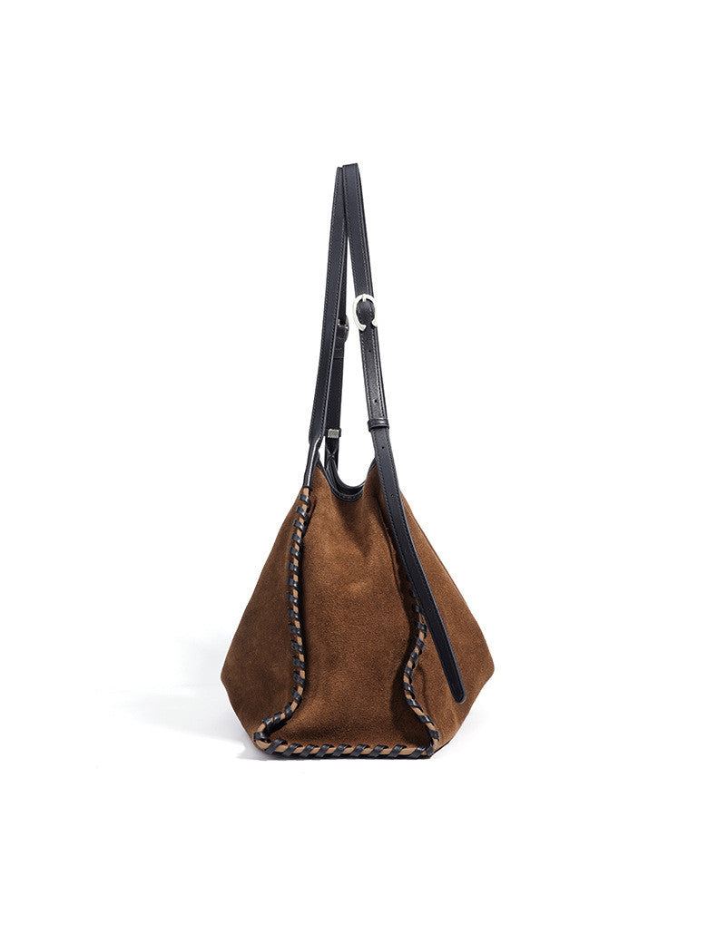 large capacity leather shoulder tote for women