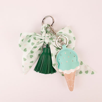 Creative gift idea green bow purse charm for handbag lovers