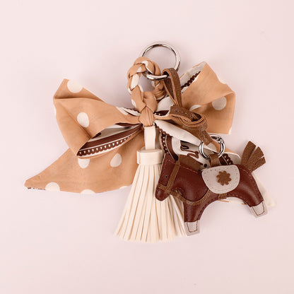 Khaki ribbon bow charm for totes and shoulder bags