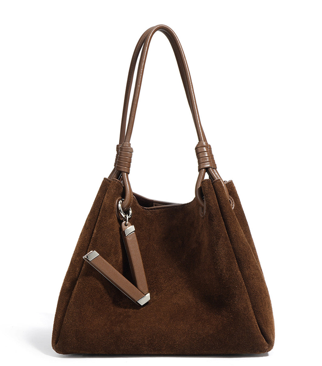 Soft Genuine Leather Suede Shoulder Handbag for Women