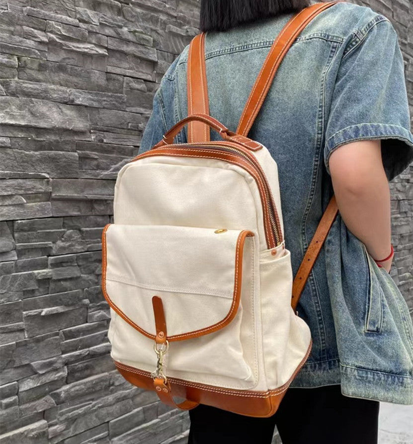 Vintage Leather Canvas Backpack