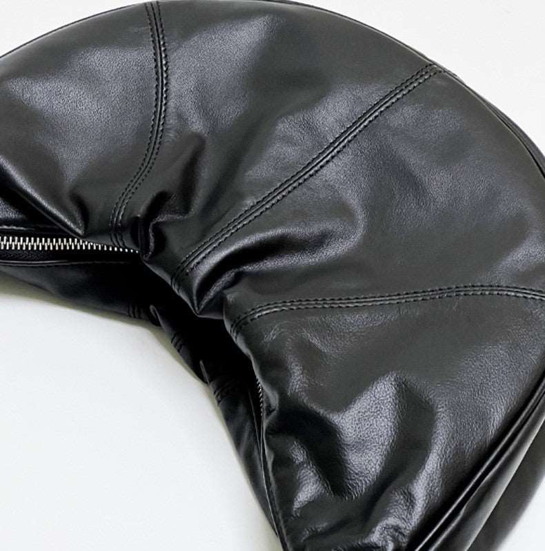 Versatile Leather Women's Crescent Shoulder Bag Multi-functional Design woyaza