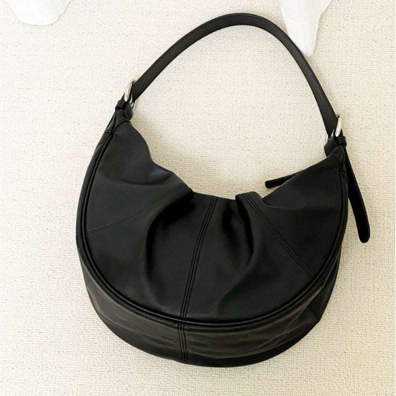 Trendy Women's Genuine Leather Crescent Shoulder Purse woyaza