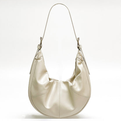 Durable Leather Women's Half-Moon Shoulder Bag Long-lasting Quality woyaza