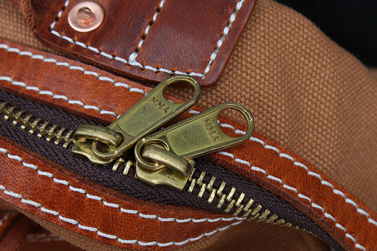 Vintage Canvas Backpack with Leather Accents for Men and Women