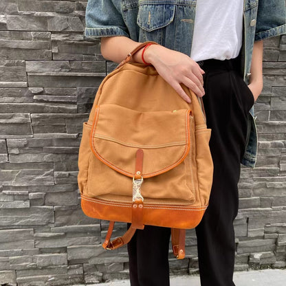 Classic Canvas and Leather Backpack for Men and Women