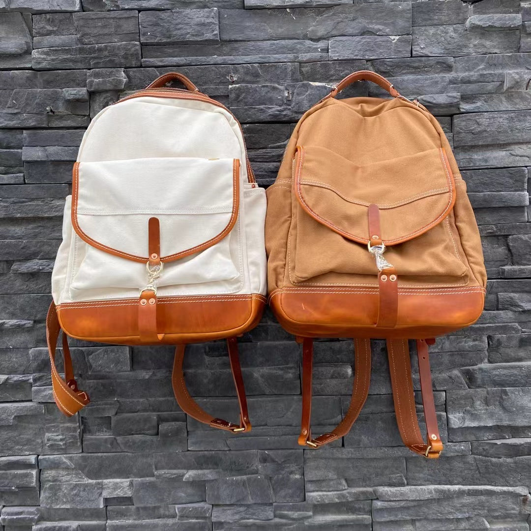 Elegant Leather Canvas Backpack for Professional Use