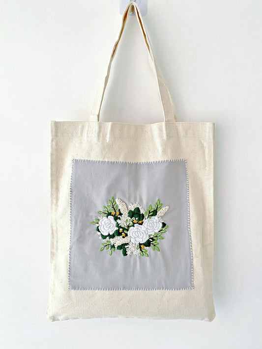 sustainable floral embroidered bag for casual outings