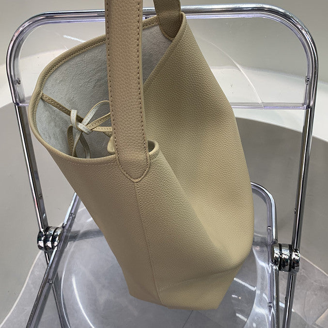Women's leather pouch bag with spacious interior