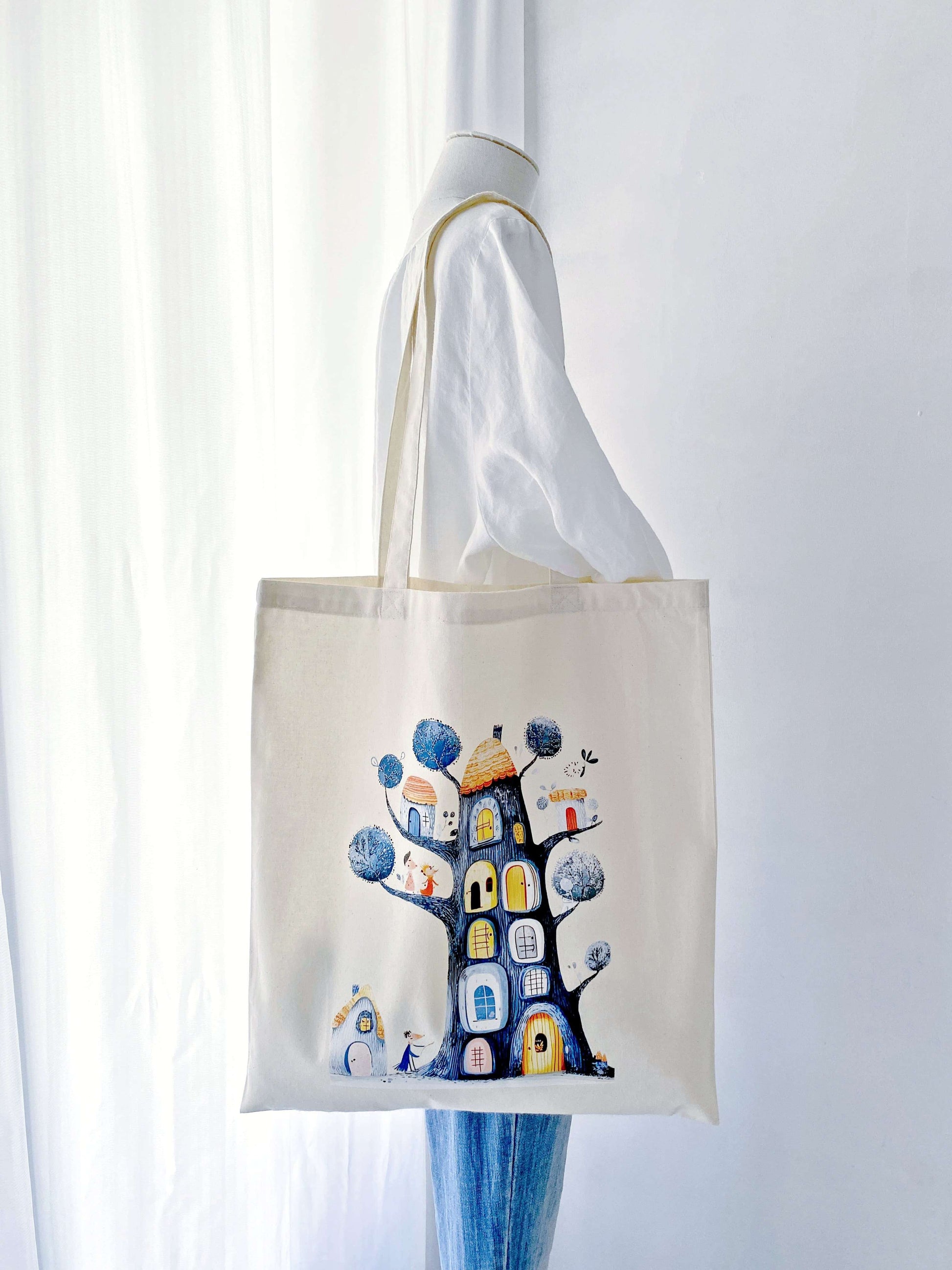 natural material tote bag for daily errands and books