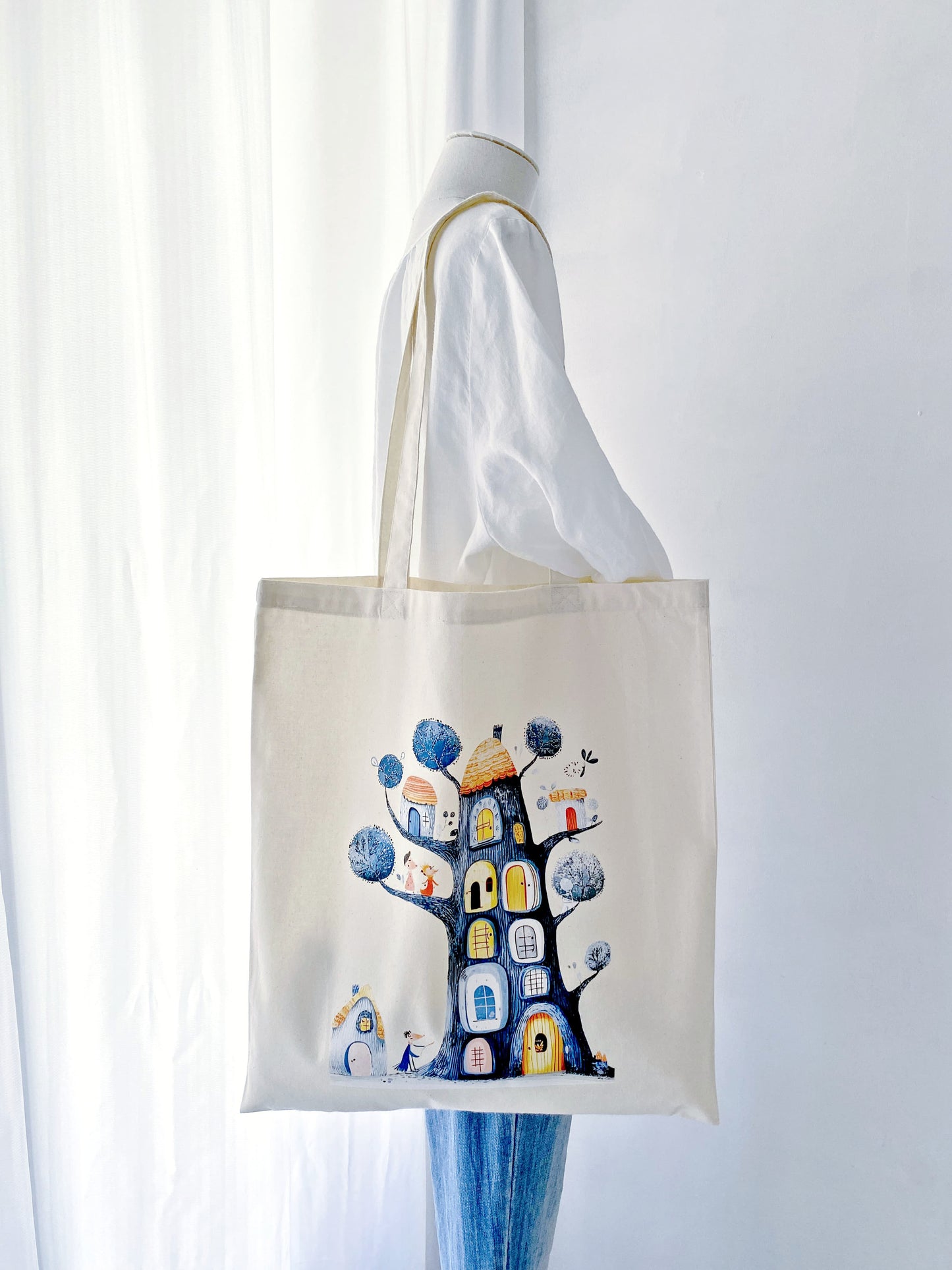natural material tote bag for daily errands and books