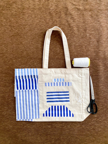 Durable cotton canvas patchwork tote offering a charming gift idea for creative and mindful lifestyles