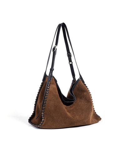minimalist suede leather work bag with handle