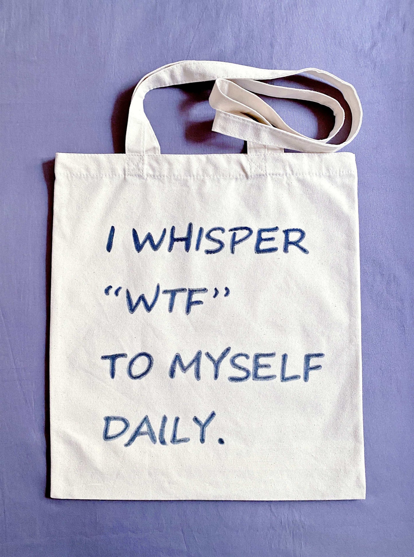eco-friendly cotton tote bag with handwritten phrase for European shoppers