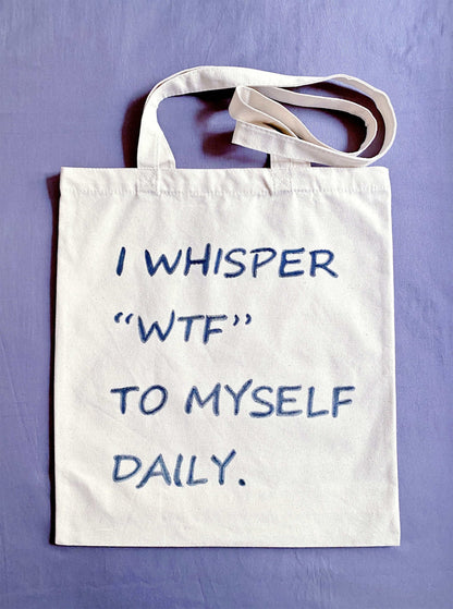 eco-friendly cotton tote bag with handwritten phrase for European shoppers