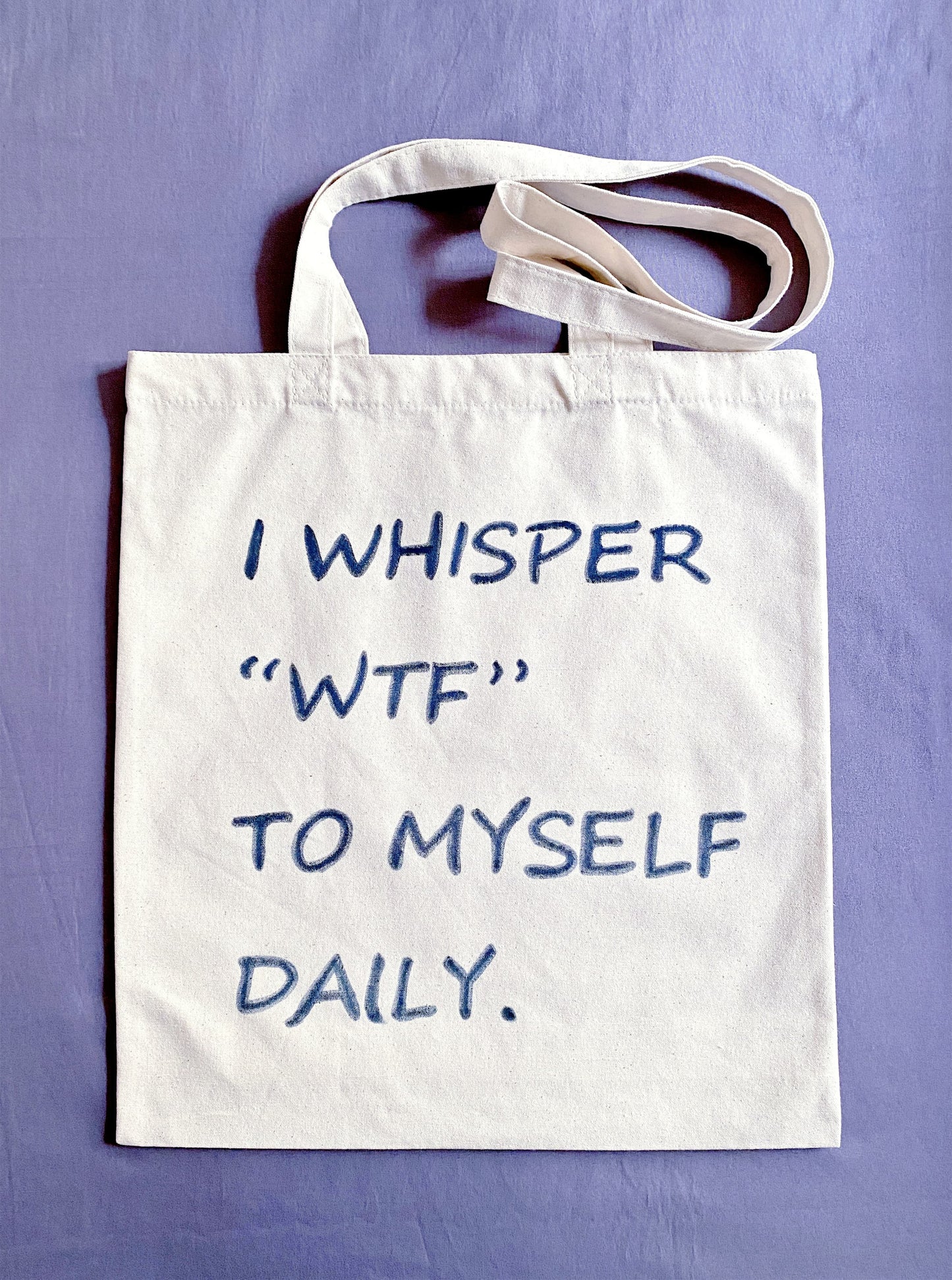 eco-friendly cotton tote bag with handwritten phrase for European shoppers