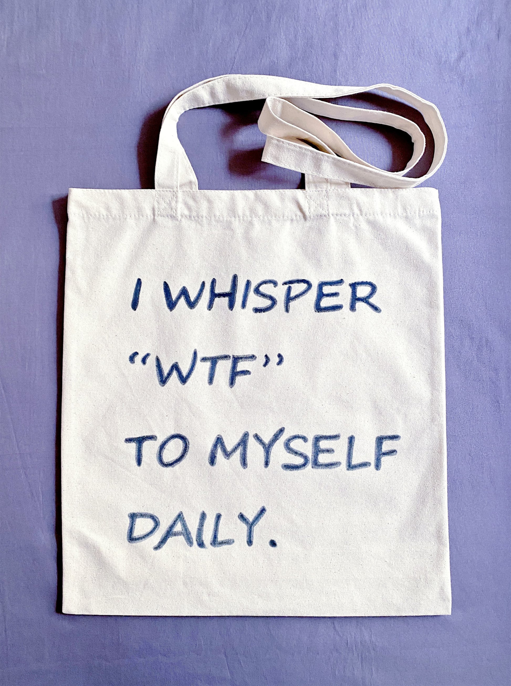 eco-friendly cotton tote bag with handwritten phrase for European shoppers
