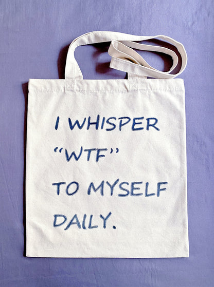 eco-friendly cotton tote bag with handwritten phrase for European shoppers