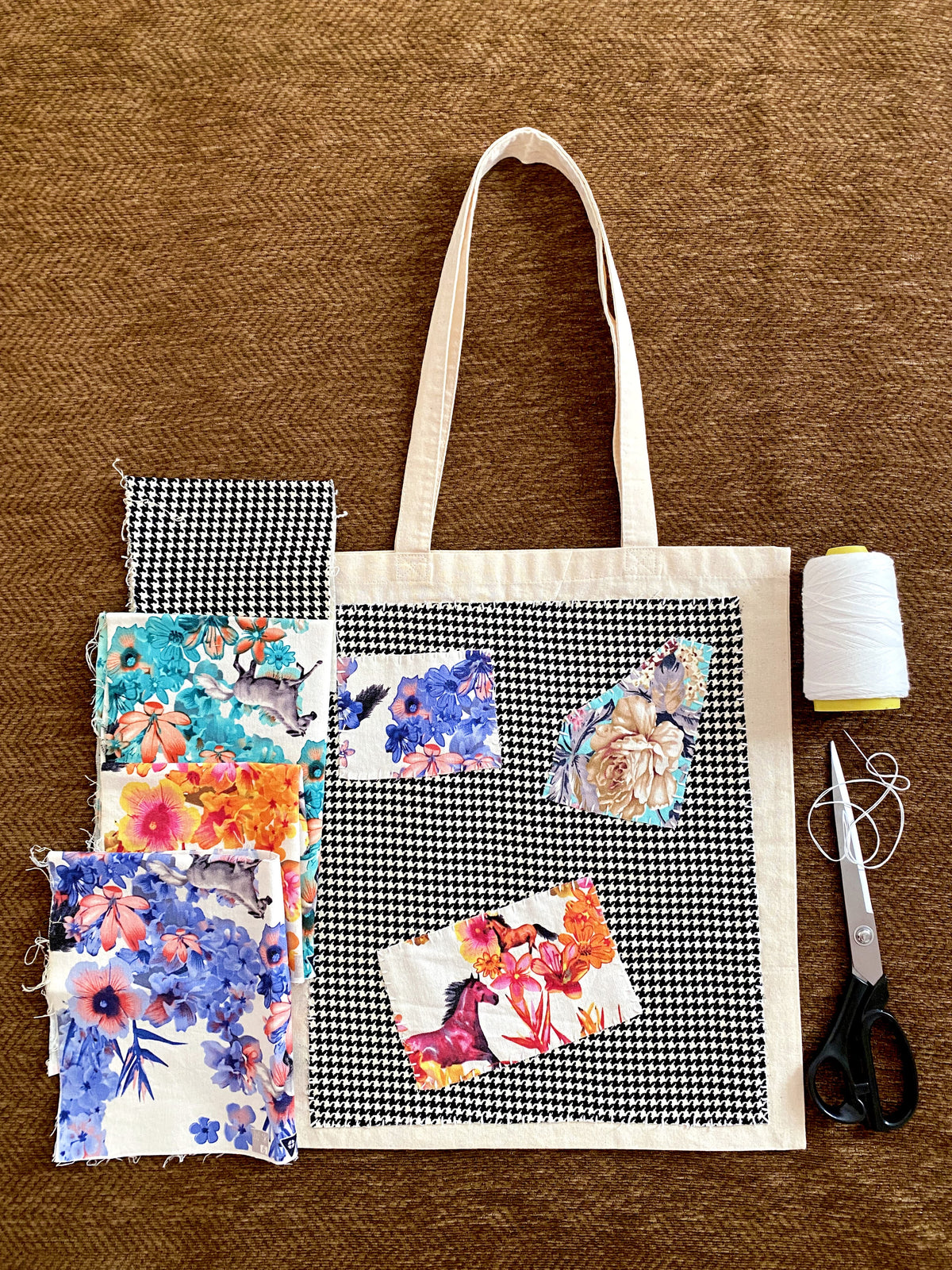 Lightweight cloth tote styled with casual weekend layers