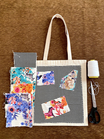 Lightweight cloth tote styled with casual weekend layers