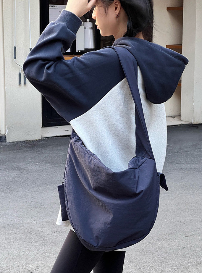 Half moon shoulder bag for easy hands-free movement
