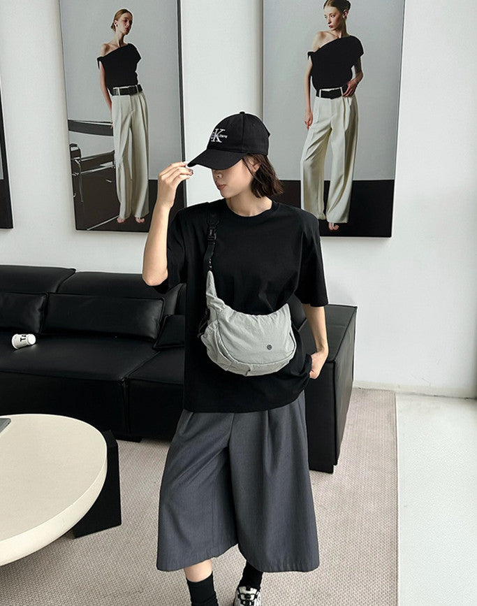 Minimalist women's crossbody bag for coffee shop visits
