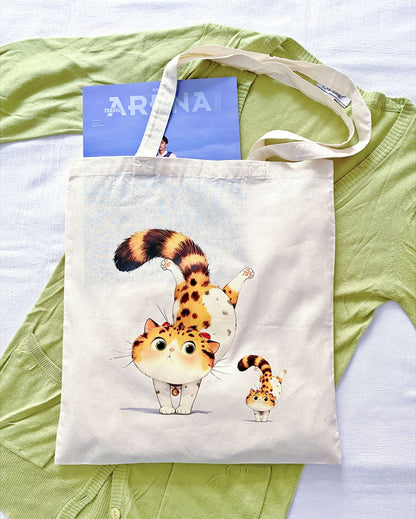 Effortless chic style featuring a slouchy oversized cotton bag in natural white