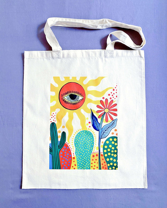 Soft cotton tote bag filled with fresh flowers and a handwritten card, visualizing a perfect heartwarming gift for a best friend who loves nature.