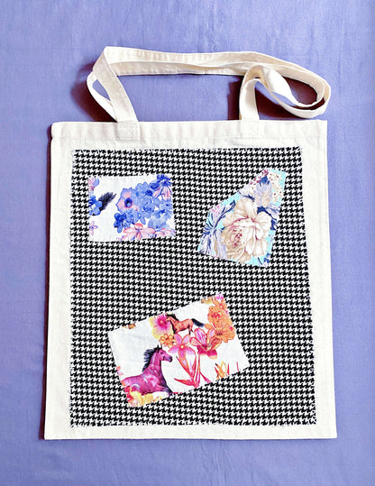 A lightweight cotton tote with hand-stitched patchwork, often chosen by Europeans who prefer reusable bags that feel personal rather than mass-made.