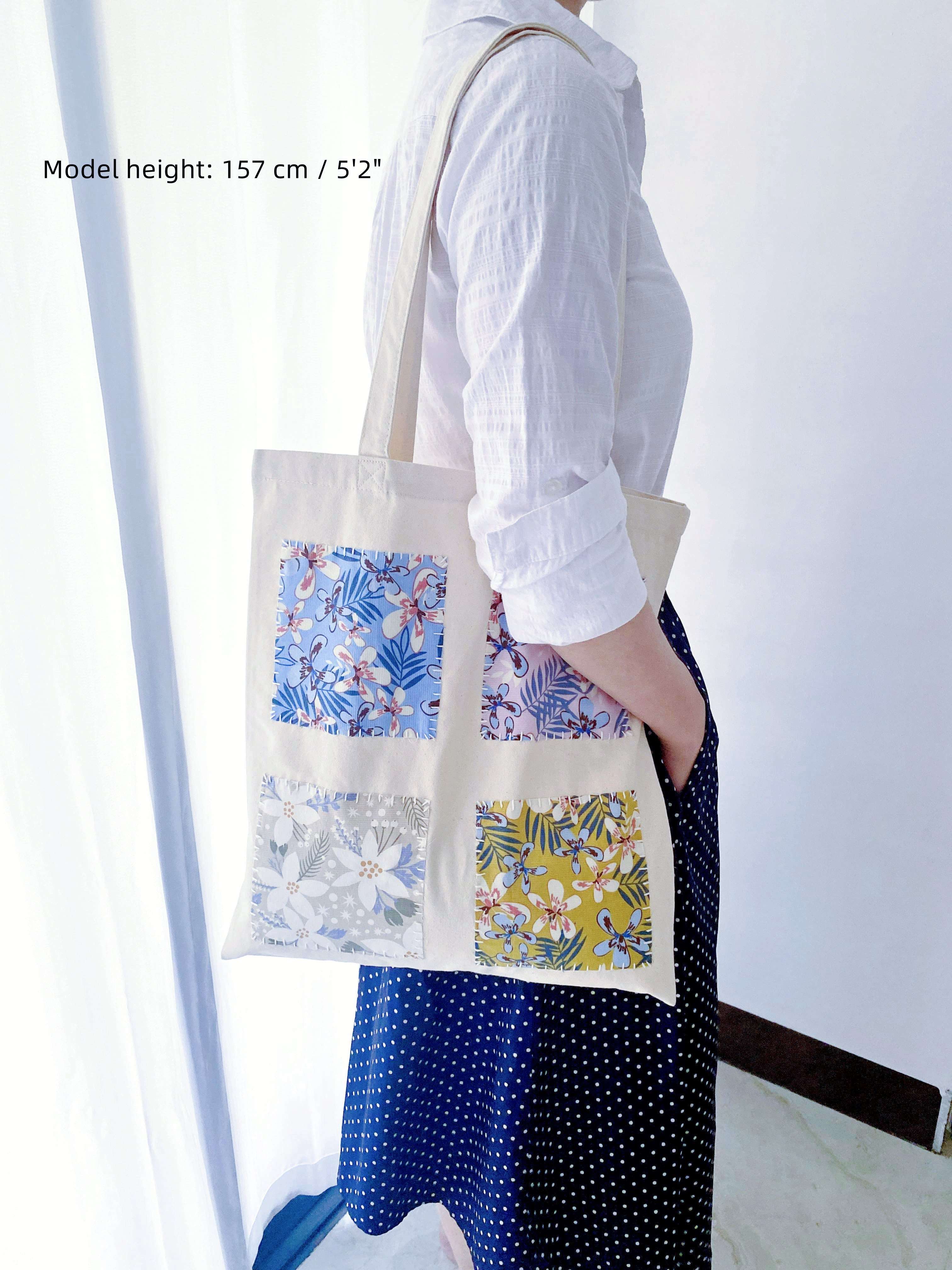 Organic Canvas Bag with Patchwork Detail for Gift Ideas – woyaza