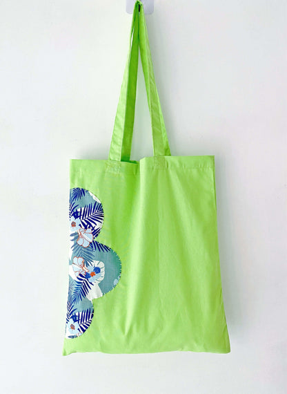 Bohemian style hand-stitched green shoulder bag