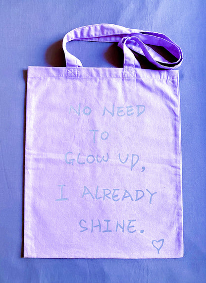 Ultra-soft purple cotton tote texture detail, feels weightless against skin for all-day comfort.