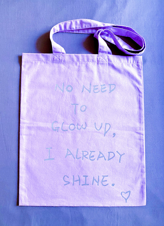 Ultra-soft purple cotton tote texture detail, feels weightless against skin for all-day comfort.