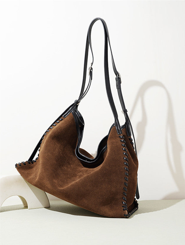 stylish brown suede tote for daily commute