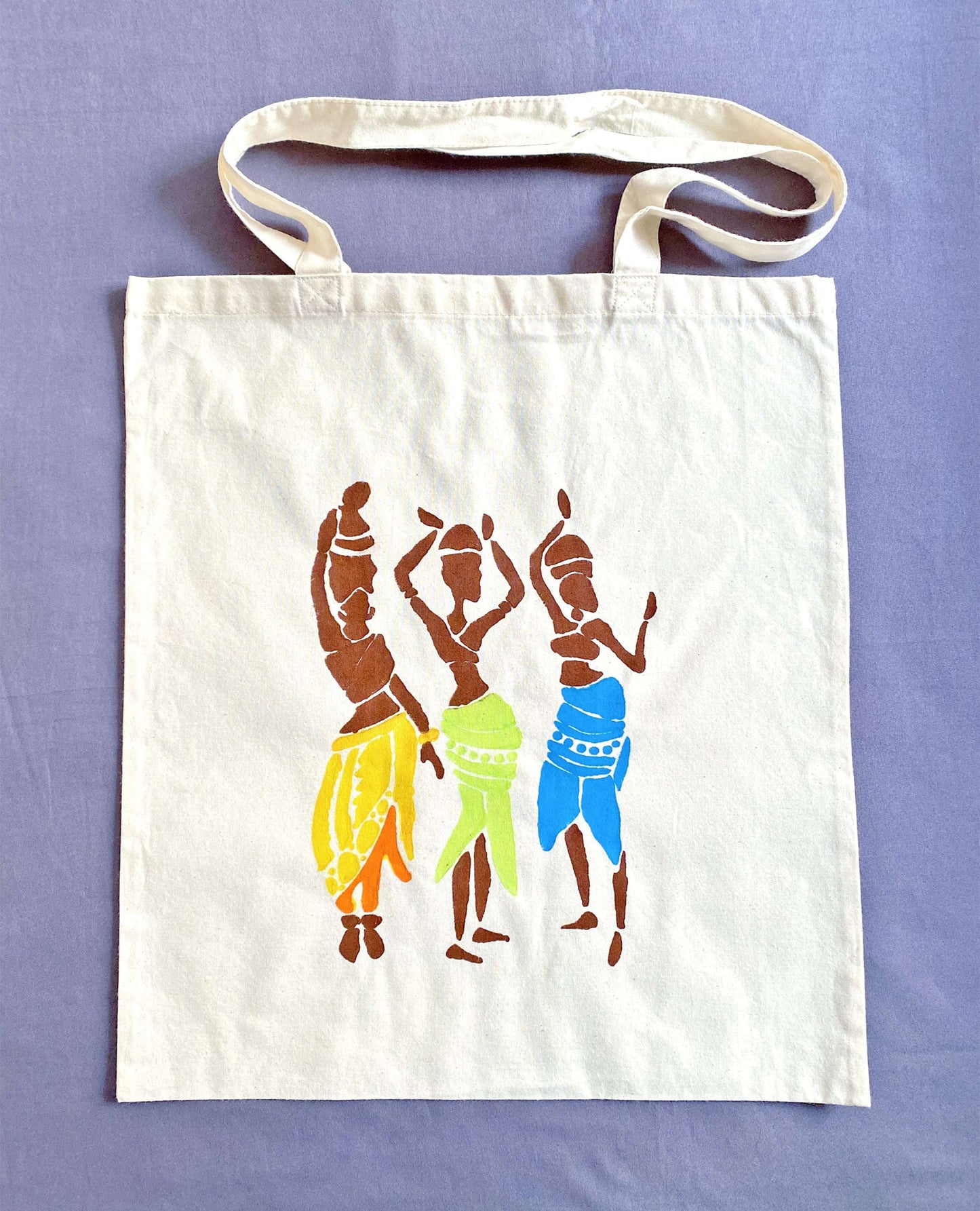 cotton carry tote featuring egyptian inspired visual art