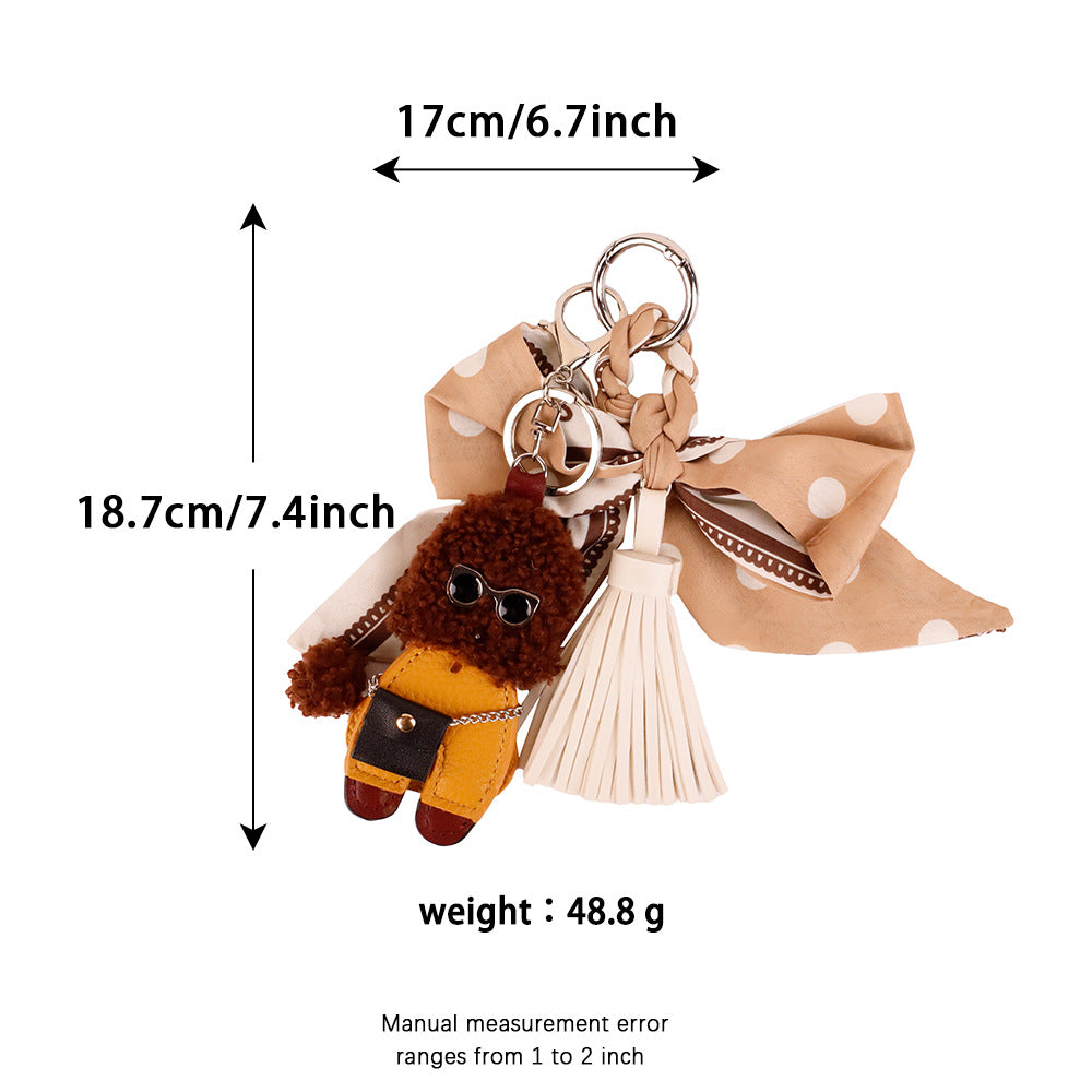 Handmade khaki tassel accessory for handbags