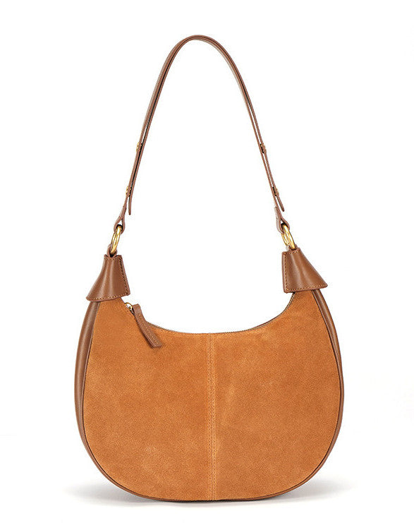Semi-Circular Soft Leather Tote Bag