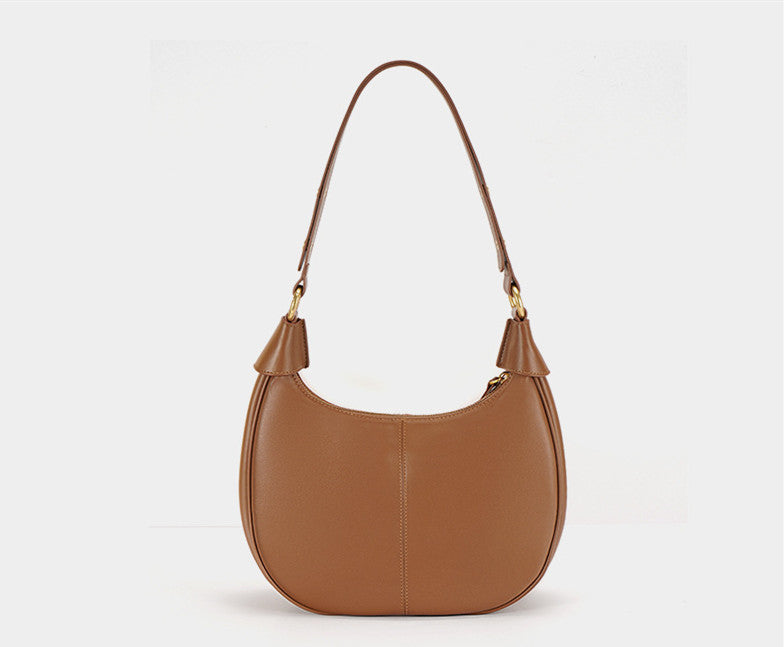 Eco-Friendly Italian Leather Curved Shoulder Handbag woyaza