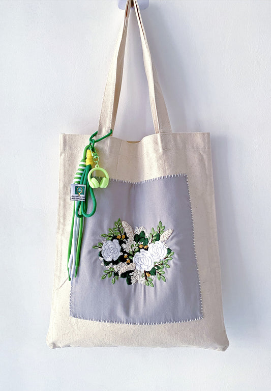 embroidered fabric tote bag chosen as a useful and lasting gift