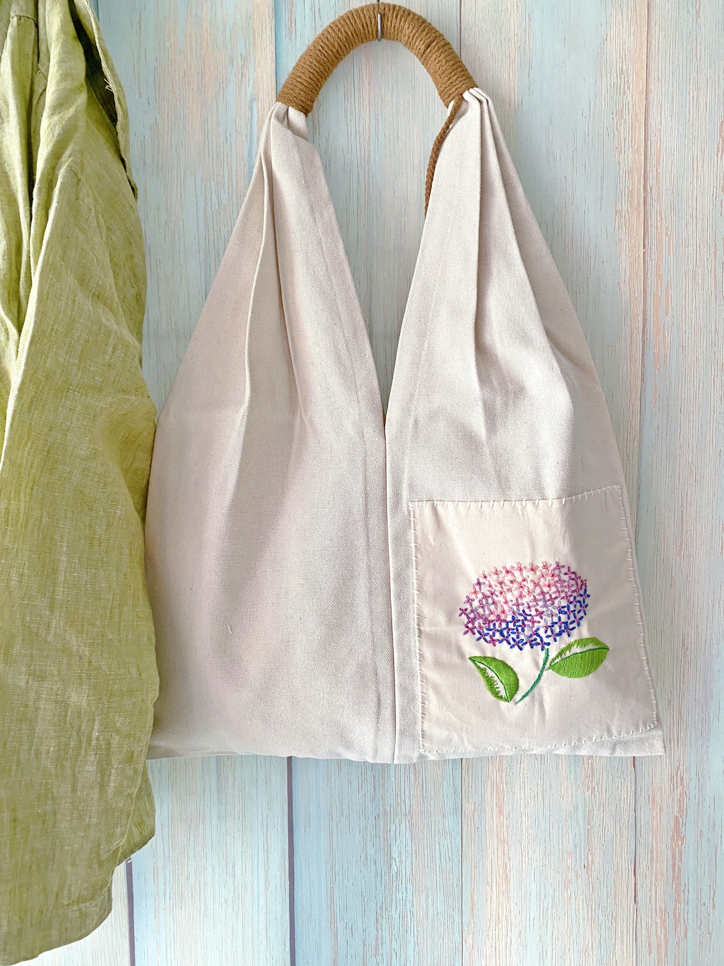Floral hand embroidered canvas shoulder bag for teacher appreciation week