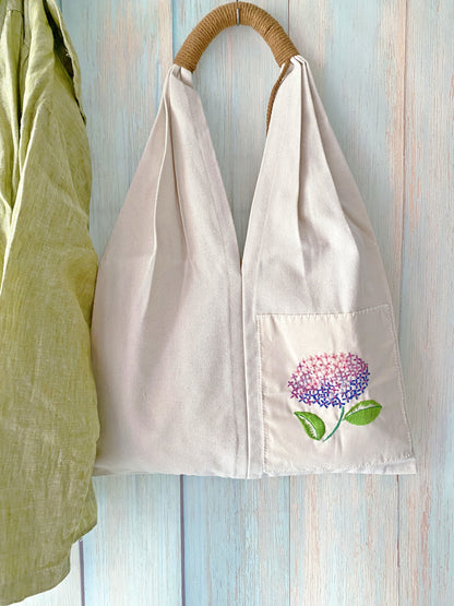 Floral hand embroidered canvas shoulder bag for teacher appreciation week
