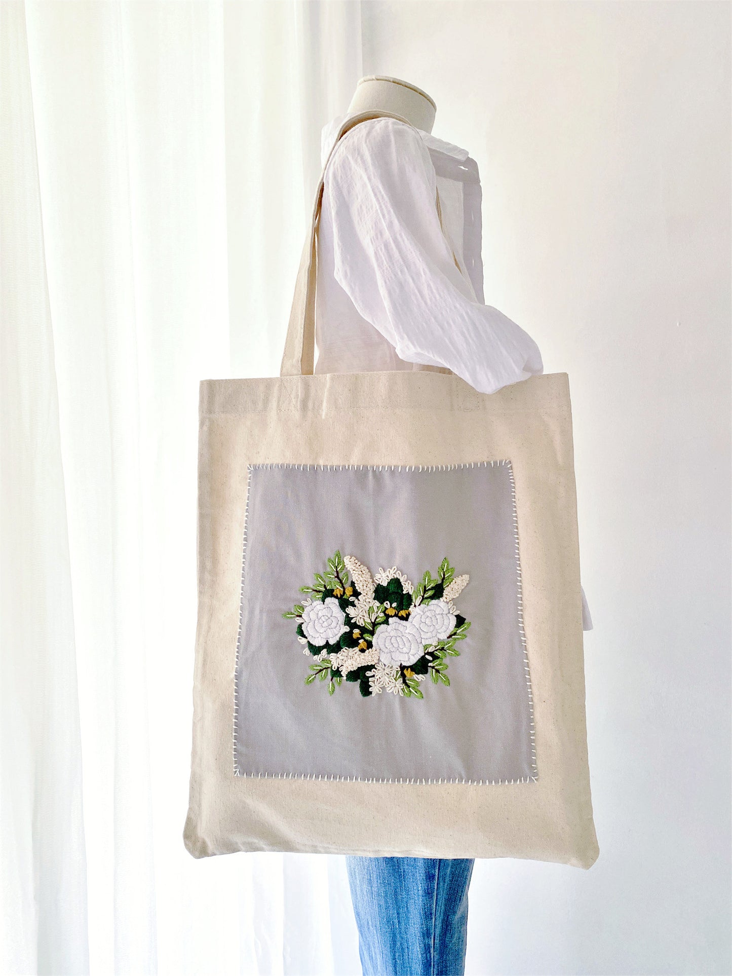 stylish eco-friendly floral canvas tote for farmers market shopping