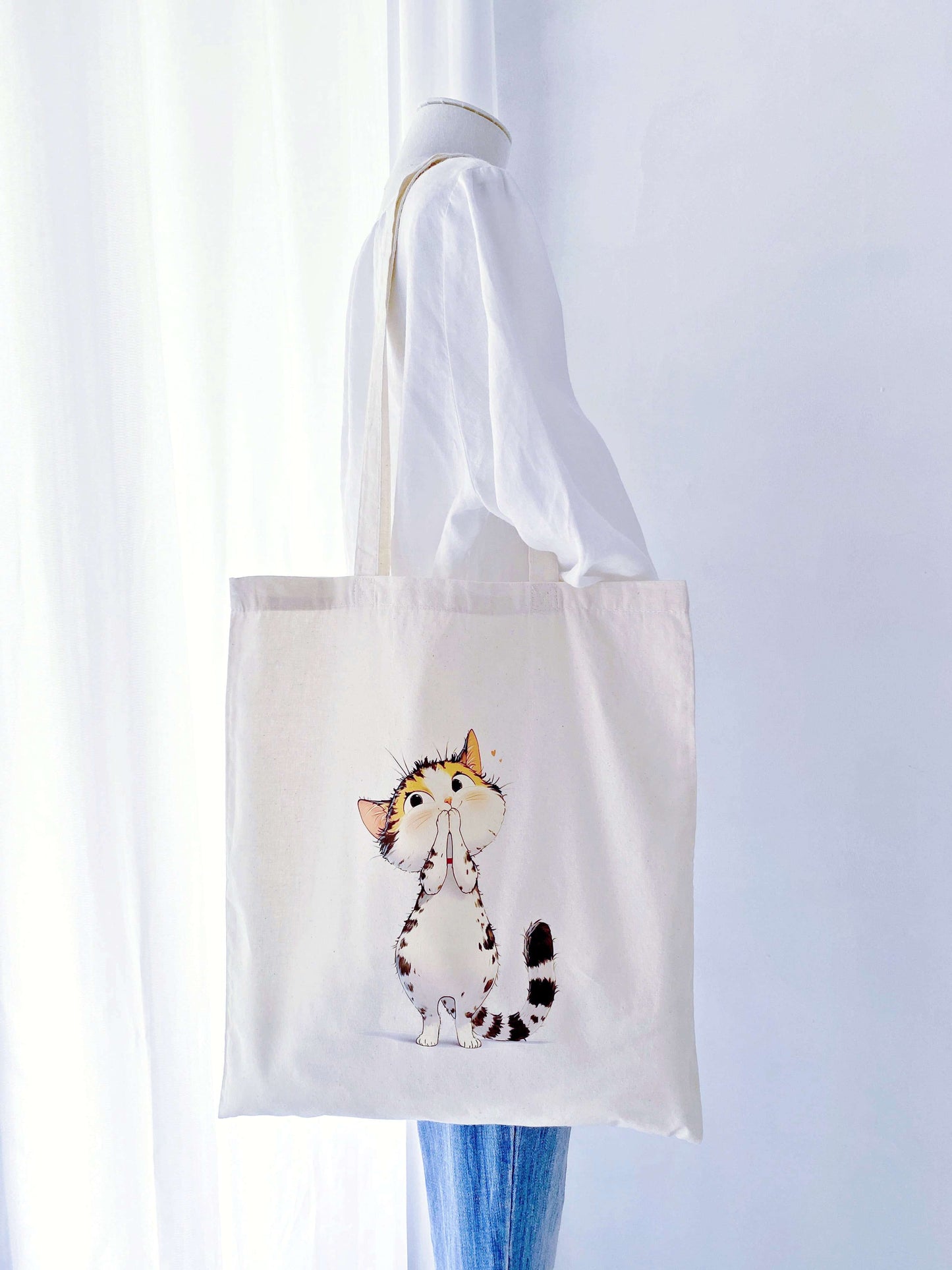 Swapped plastic for this hand-printed kitty tote to make grocery runs feel joyful.