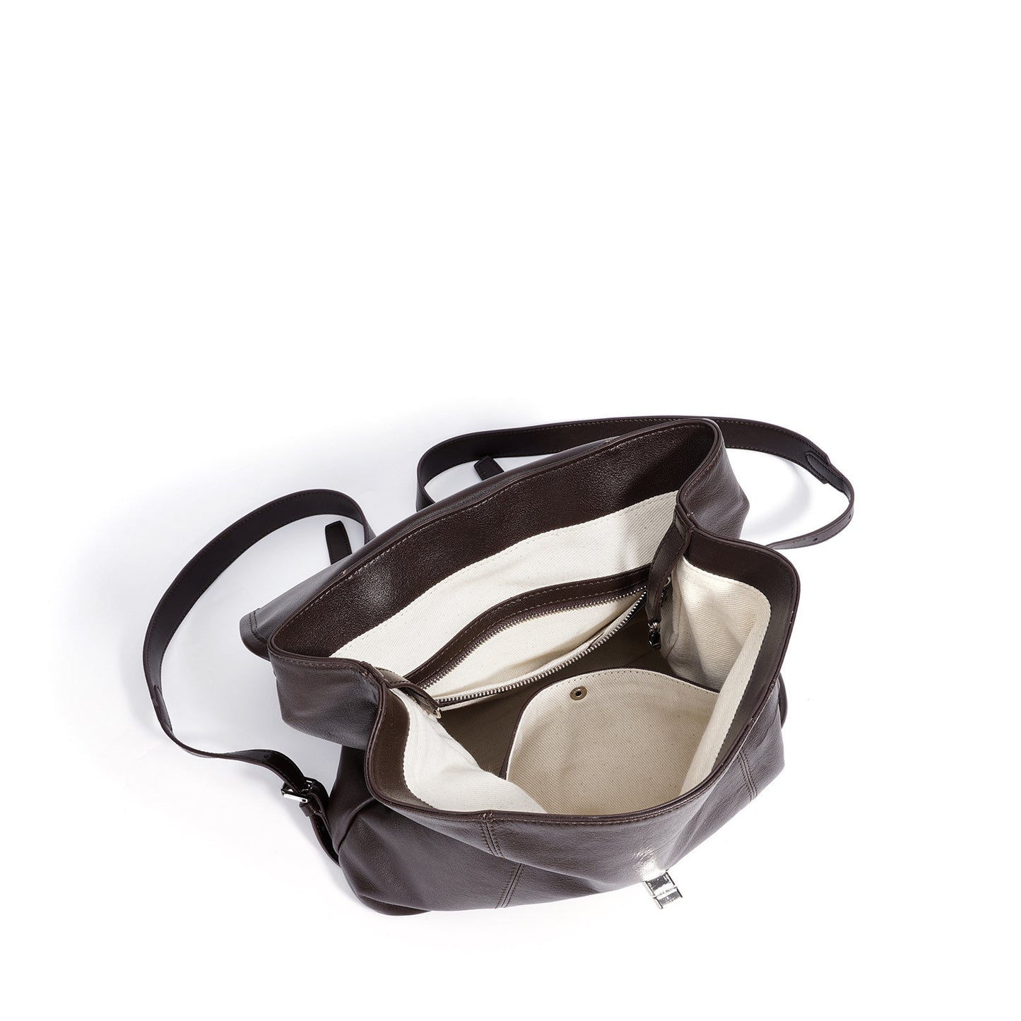 lightweight leather backpack with modern silhouette