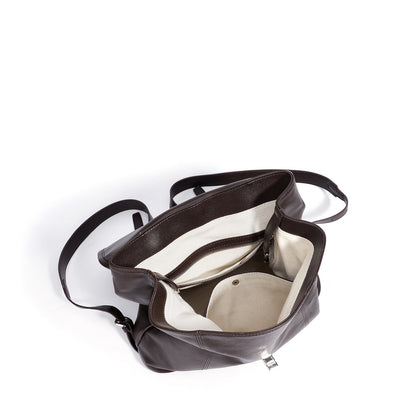 lightweight leather backpack with modern silhouette