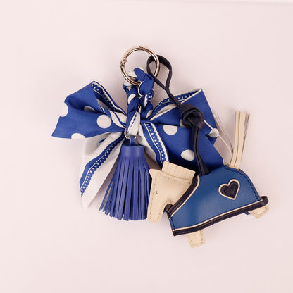 Navy polka dot handbag charm for everyday use