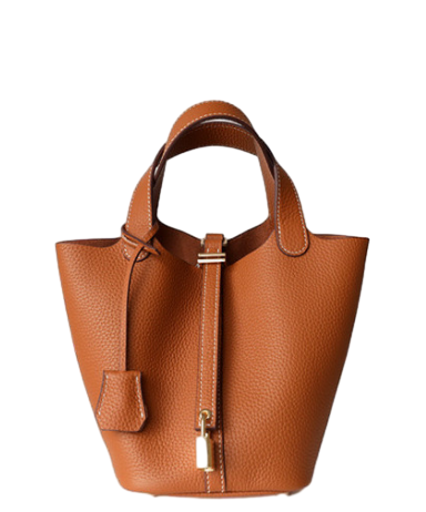 Soft Leather Bucket Bag for Women with Unique Clasp