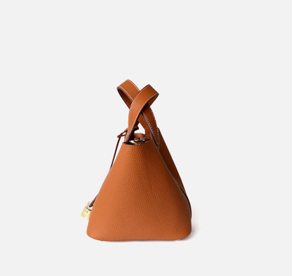 Leather Shoulder Bucket Bag for Women with Soft Texture